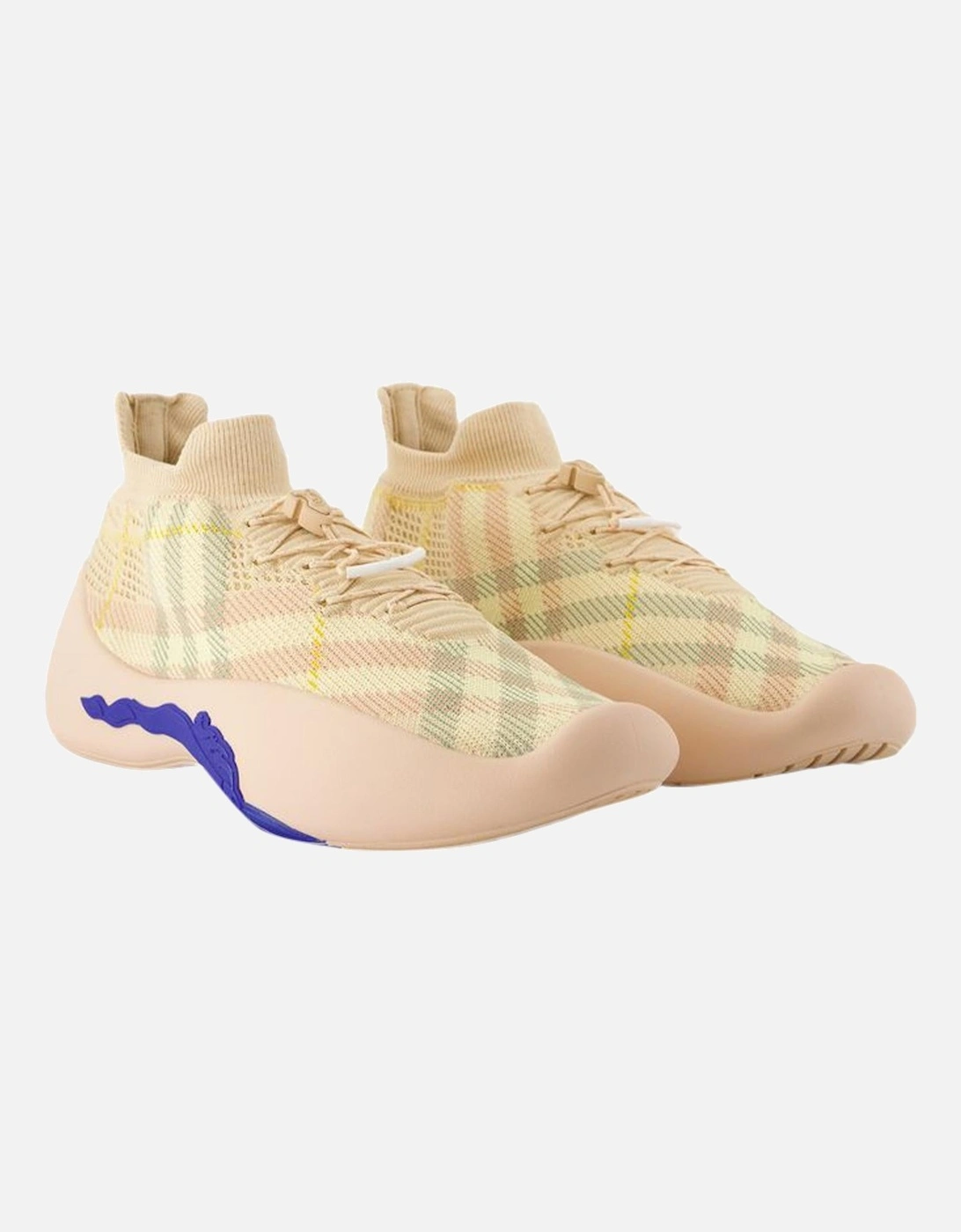 Knitted Plaid Sneakers Casual Design