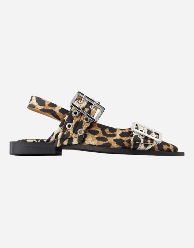 Leopard Print Buckle Sandals