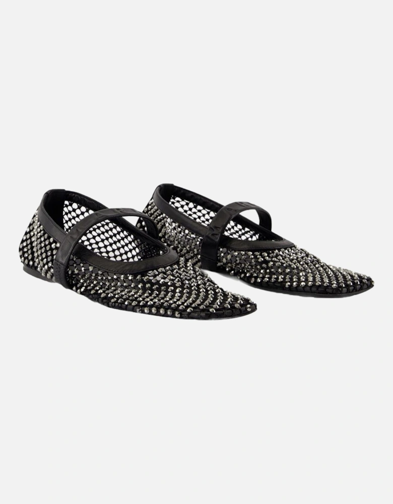 Crystal Mesh Flats Pointed Toe