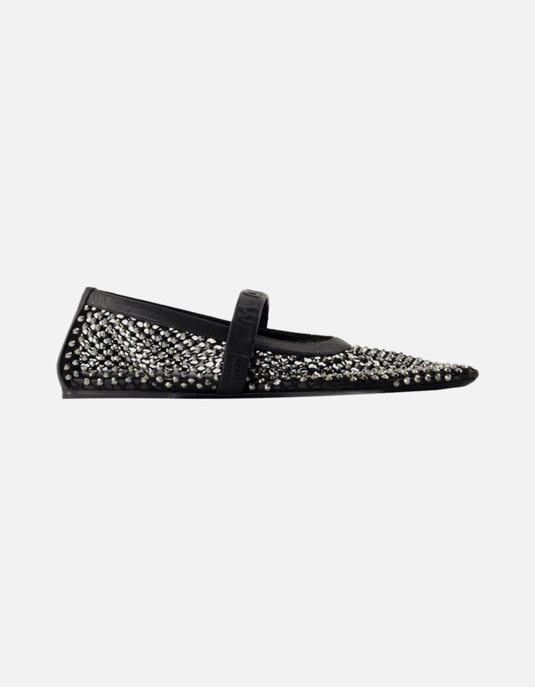 Crystal Mesh Flats Pointed Toe