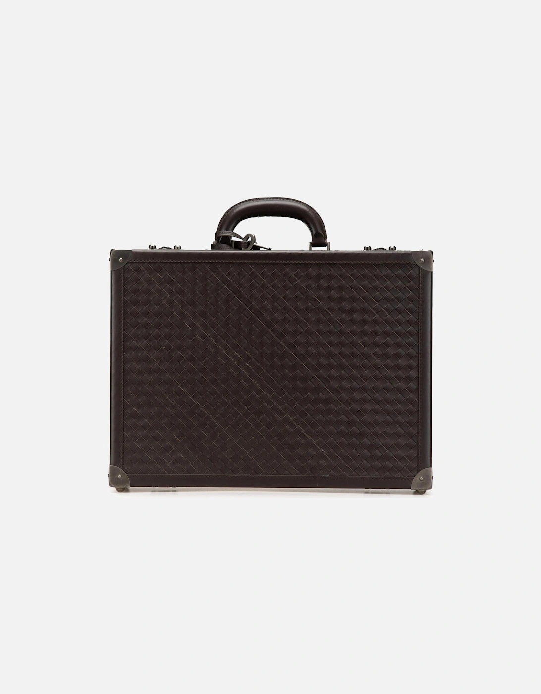 Nappa Leather Woven Briefcase with Structured Handle and Flip-Lock Closures, 13 of 12