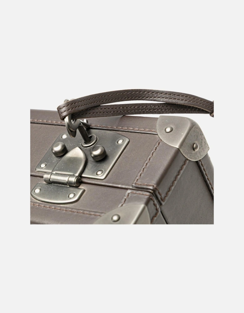Nappa Leather Woven Briefcase with Structured Handle and Flip-Lock Closures