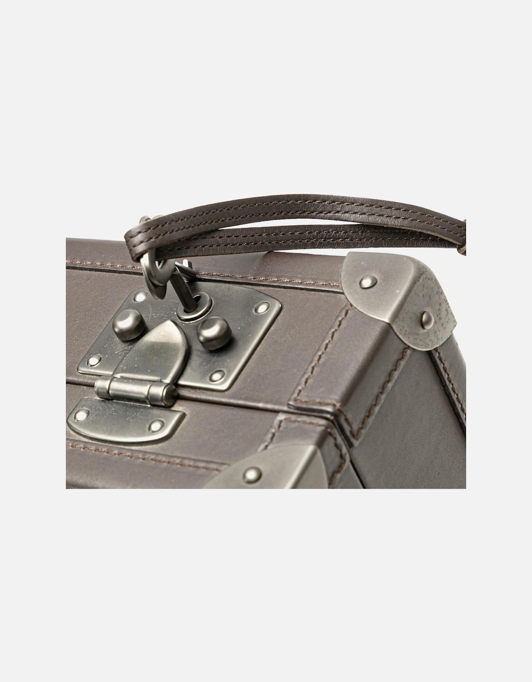 Nappa Leather Woven Briefcase with Structured Handle and Flip-Lock Closures