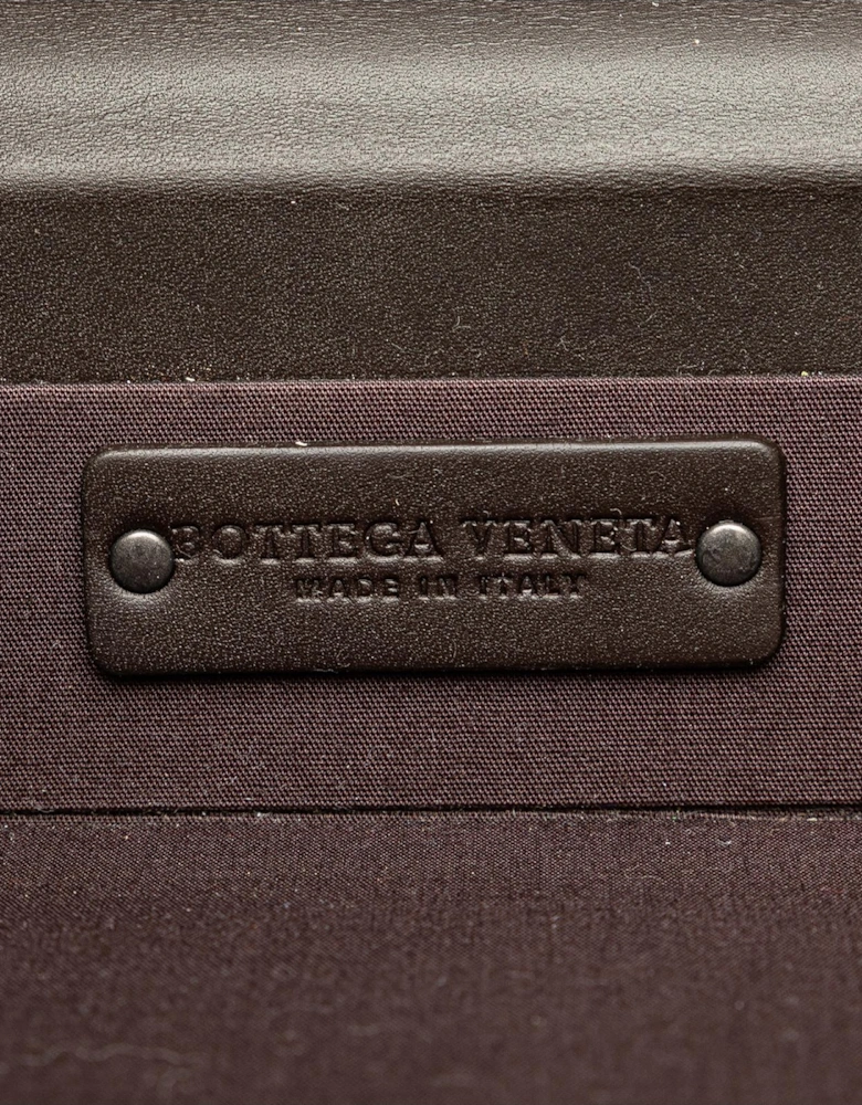 Nappa Leather Woven Briefcase with Structured Handle and Flip-Lock Closures