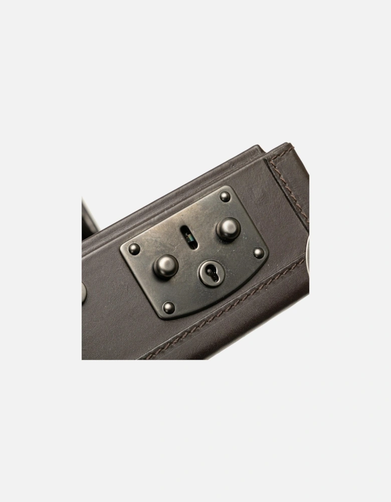 Nappa Leather Woven Briefcase with Structured Handle and Flip-Lock Closures