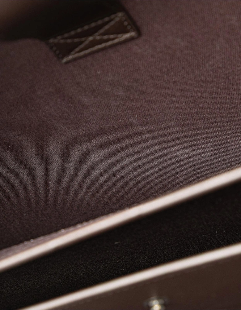 Nappa Leather Woven Briefcase with Structured Handle and Flip-Lock Closures