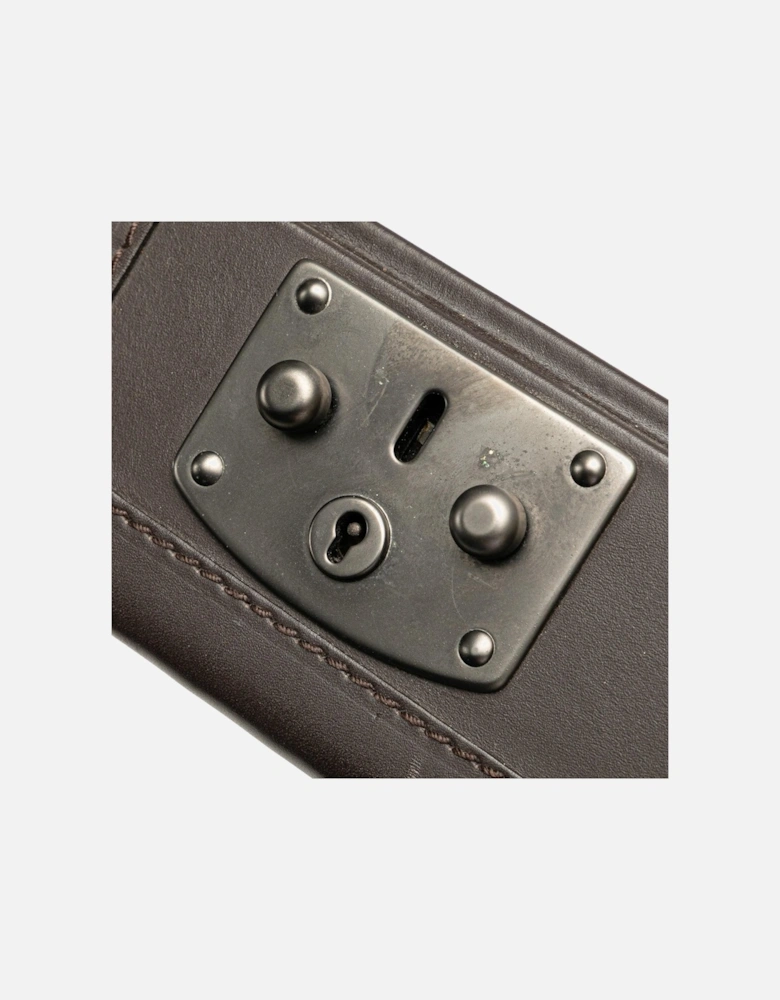 Nappa Leather Woven Briefcase with Structured Handle and Flip-Lock Closures