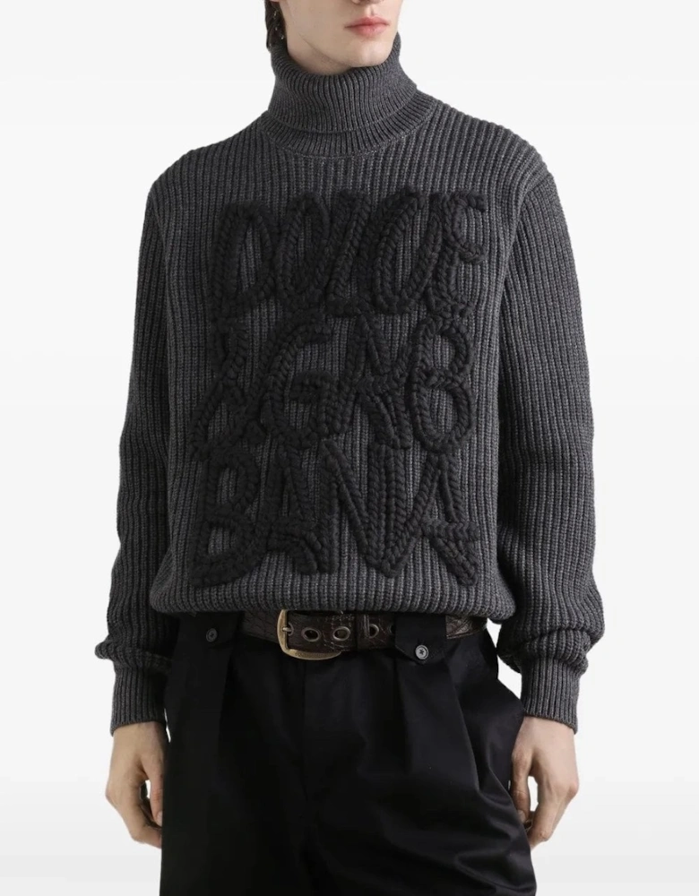 TURTLE NECK LOGO SWEATER