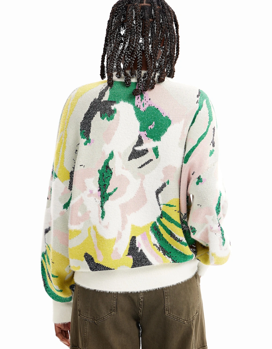 Women's Floral Knitted Sweater White