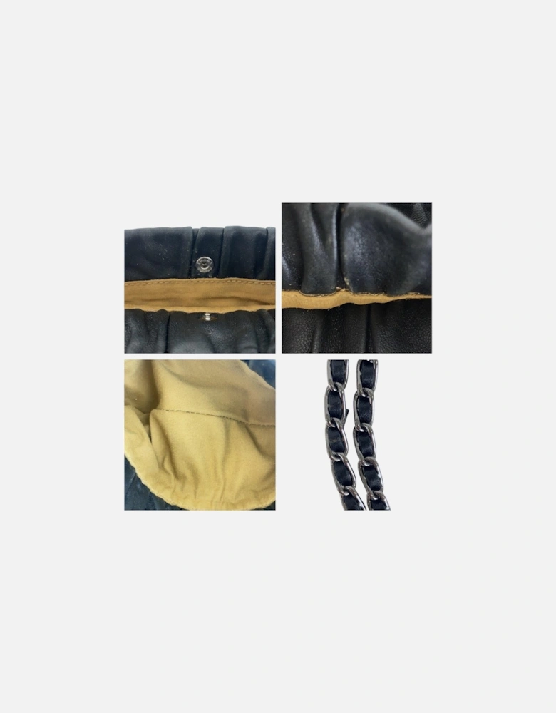 Plisse Leather Chain Shoulder Bag