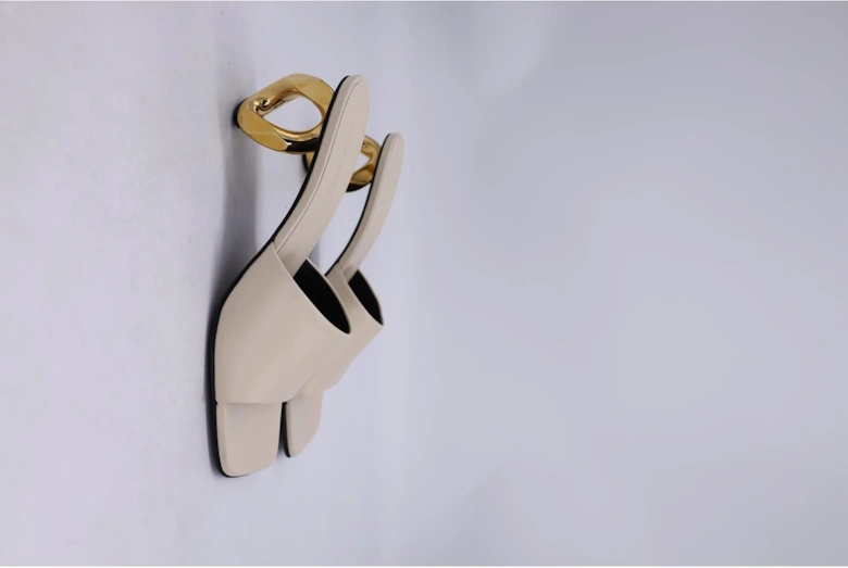 Chain Detail Mules Leather Heels