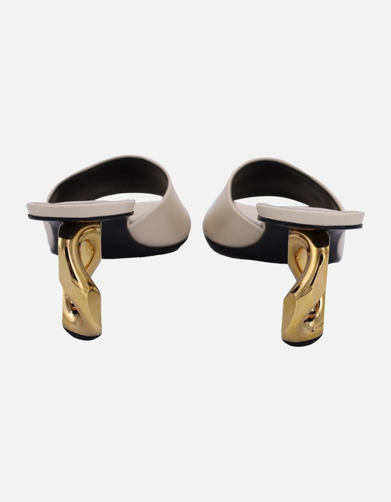 Chain Detail Mules Leather Heels