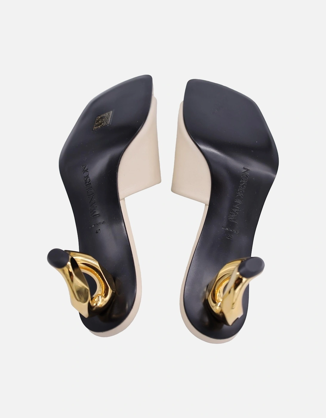 Chain Detail Mules Leather Heels