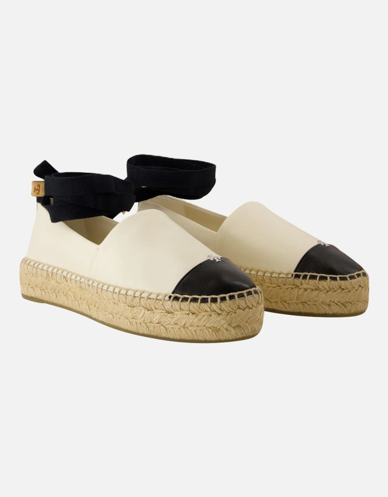Minorca Leather Espadrille with Ribbon Laces