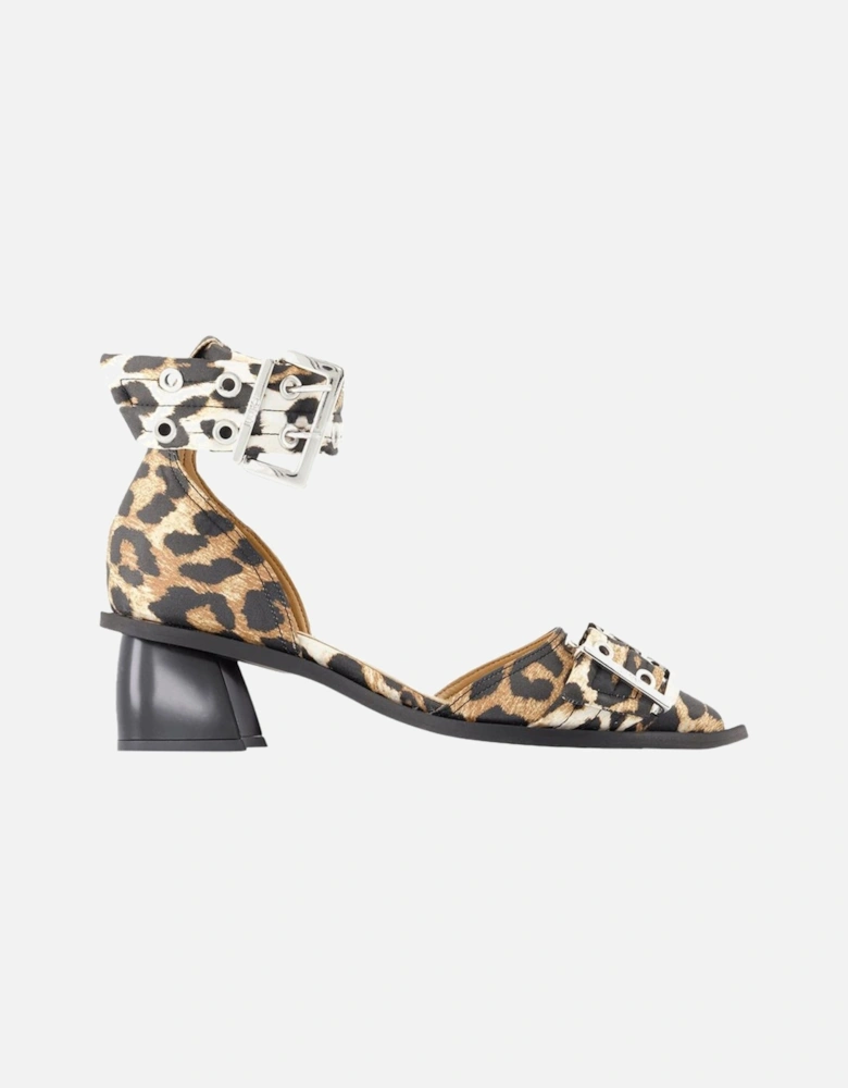 Leopard Print Buckle Heels Ankle Strap Sandals
