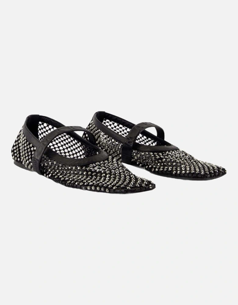 Crystal Embellished Mesh Flats