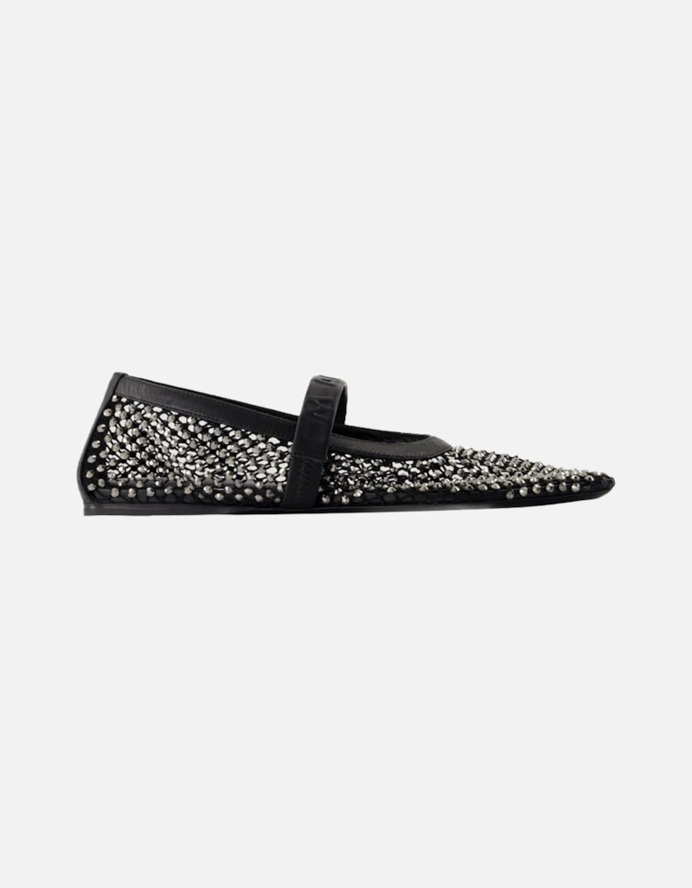 Crystal Embellished Mesh Flats