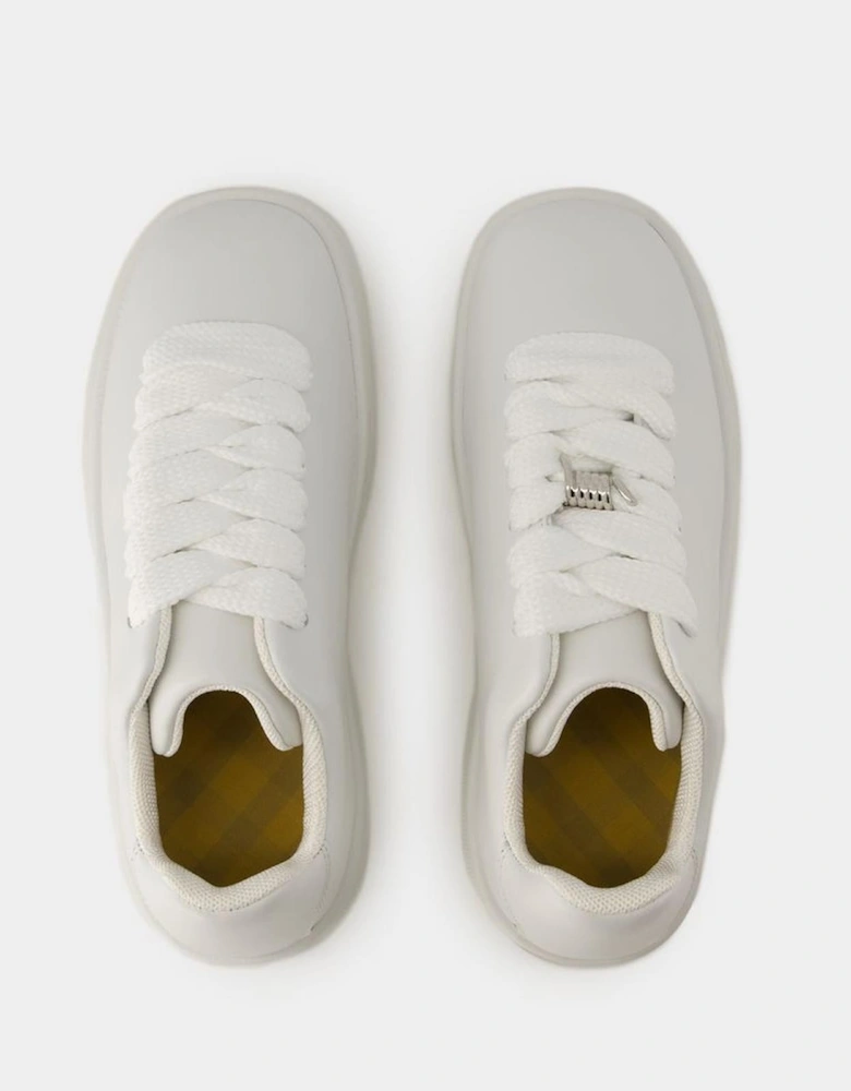 Textured Leather Sneakers with Top Laces