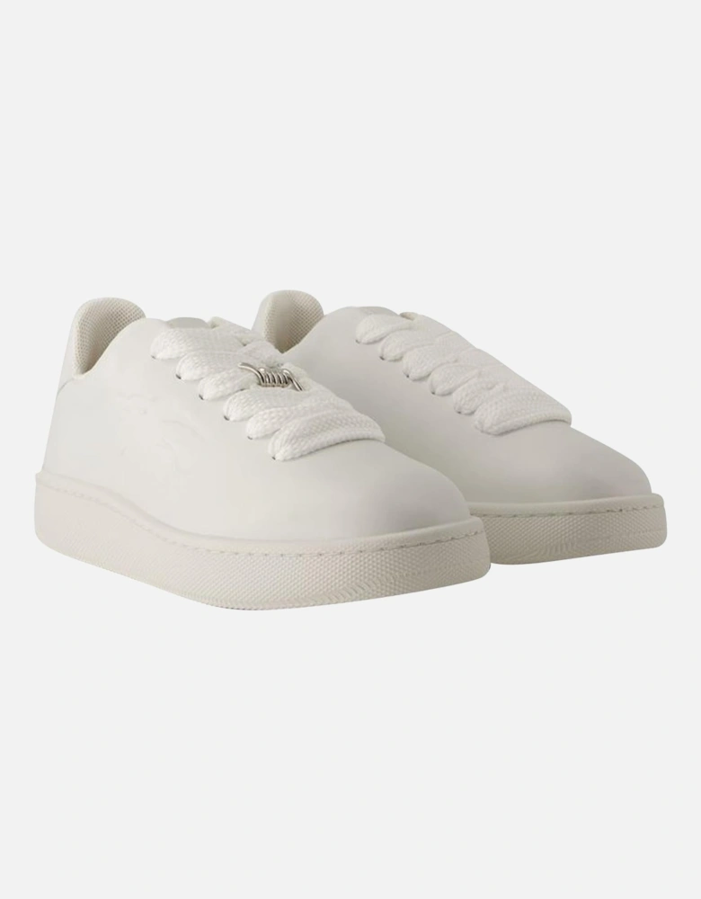 Textured Leather Sneakers with Top Laces