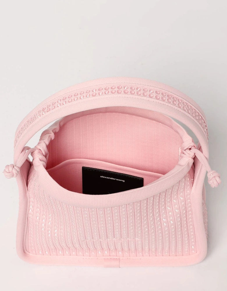 Martini CrystalEmbellished Knit Top Handle Bag