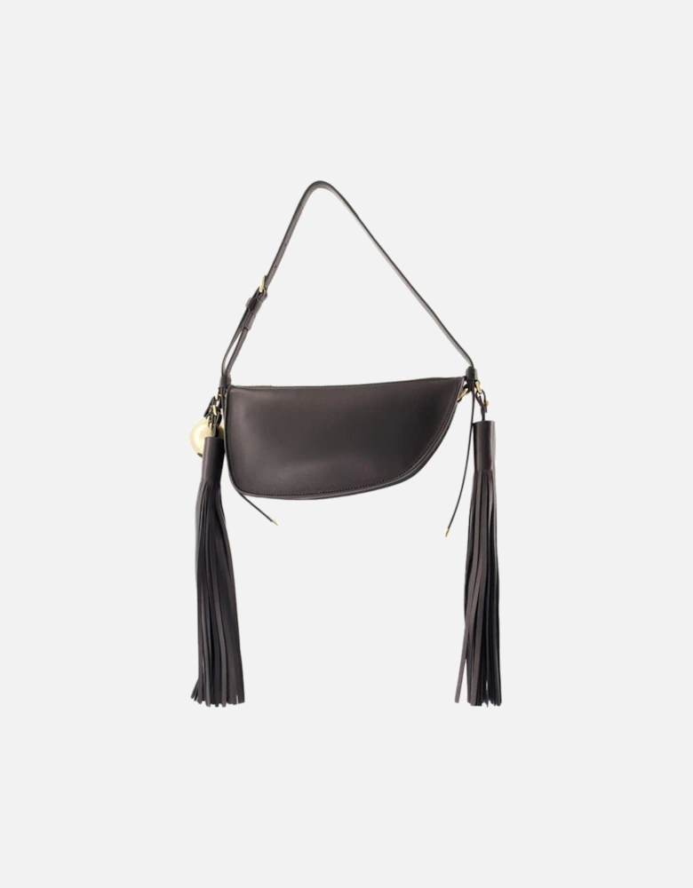 Half Moon Leather Shoulder Bag Tassel
