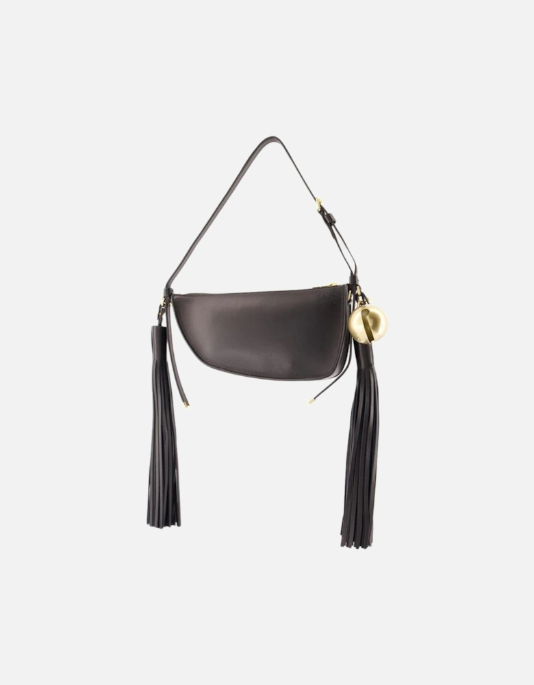 Half Moon Leather Shoulder Bag Tassel
