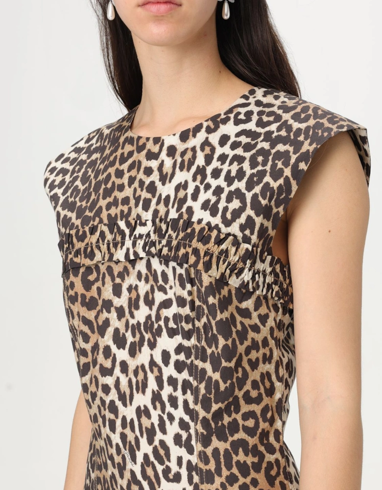 Mini Dress Ruffle Hem Leopard Print