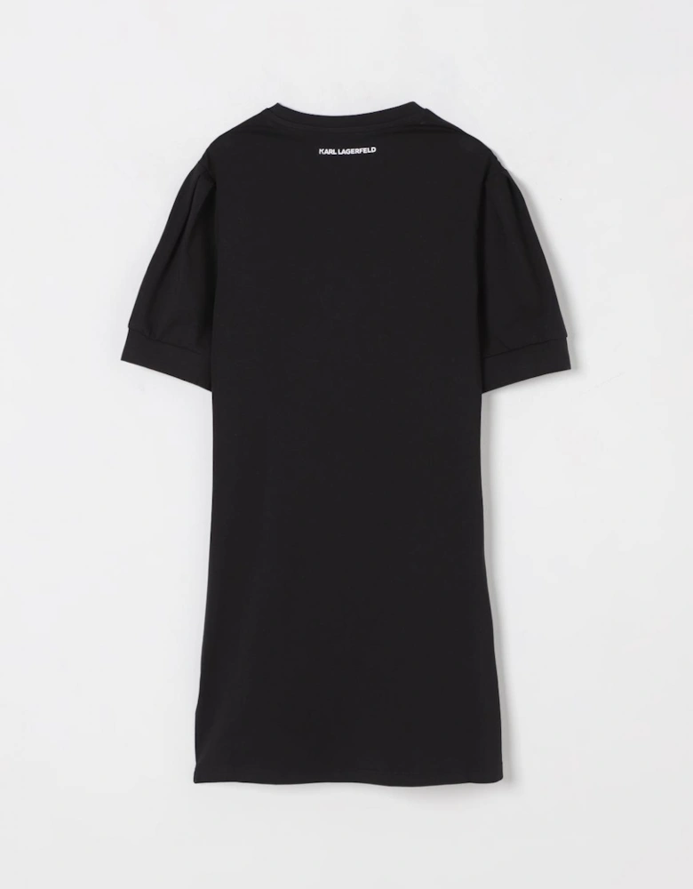 Relaxed Fit T-Shirt Dress with Rhinestone Graphic Detail