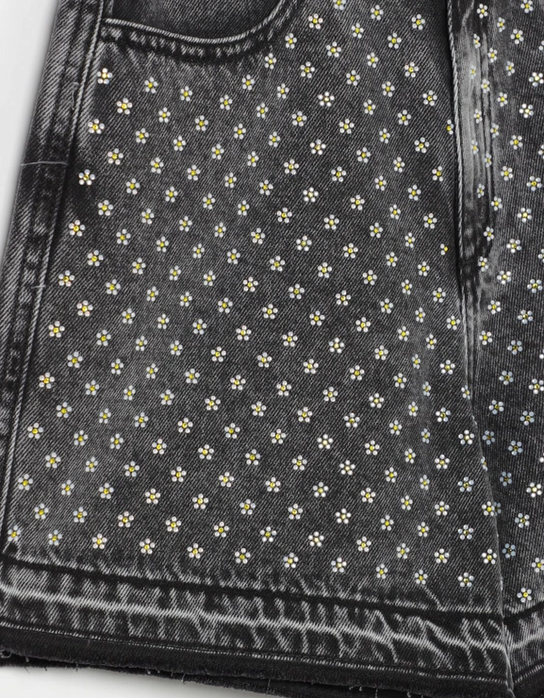 Rhinestone Daisy Denim Shorts