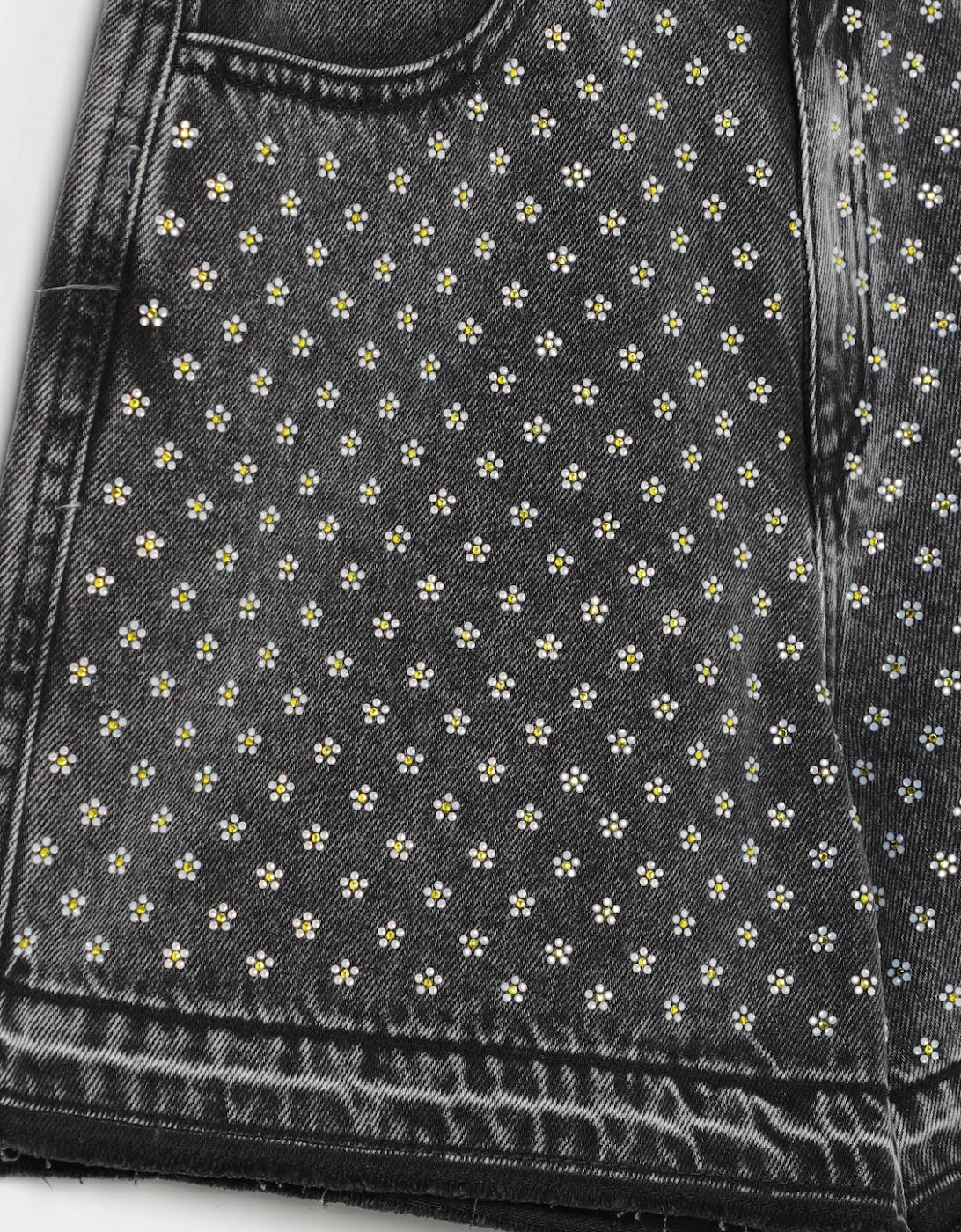 Rhinestone Daisy Denim Shorts