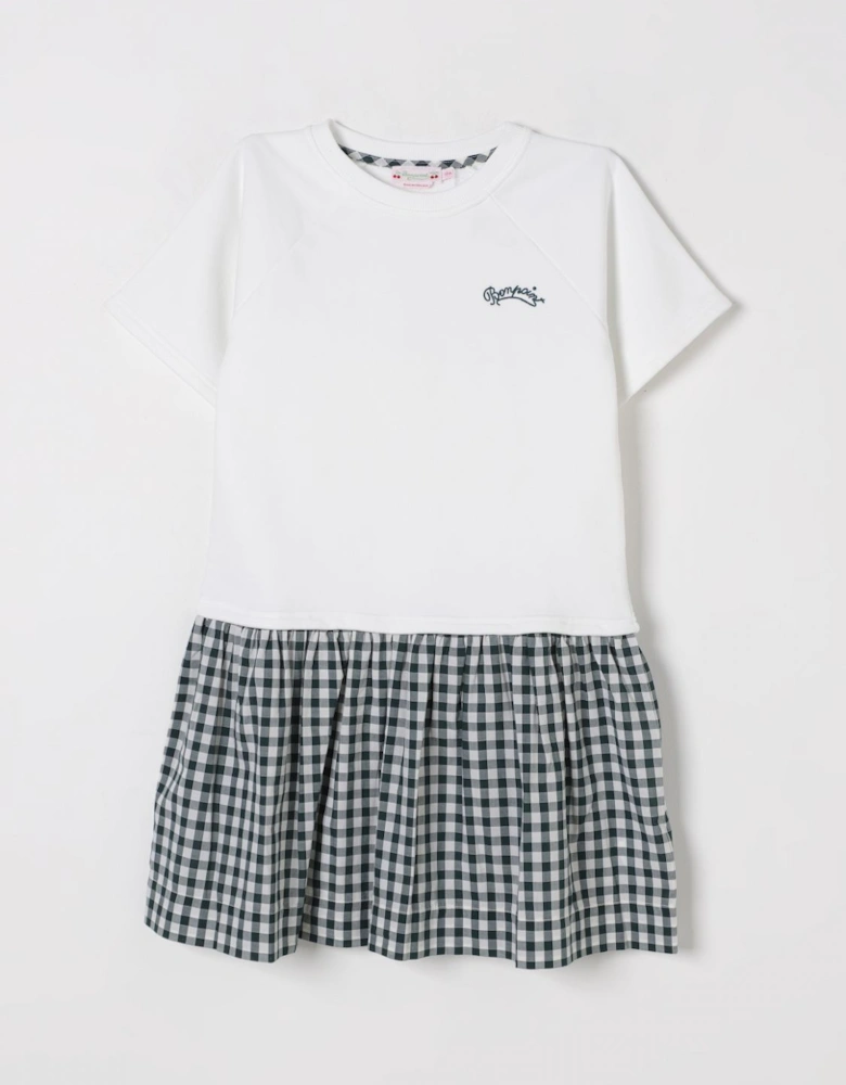 Gingham Hem Short Sleeve Dress