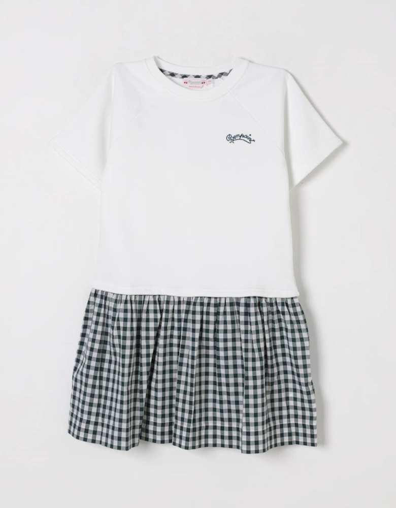 Gingham Hem Short Sleeve Dress