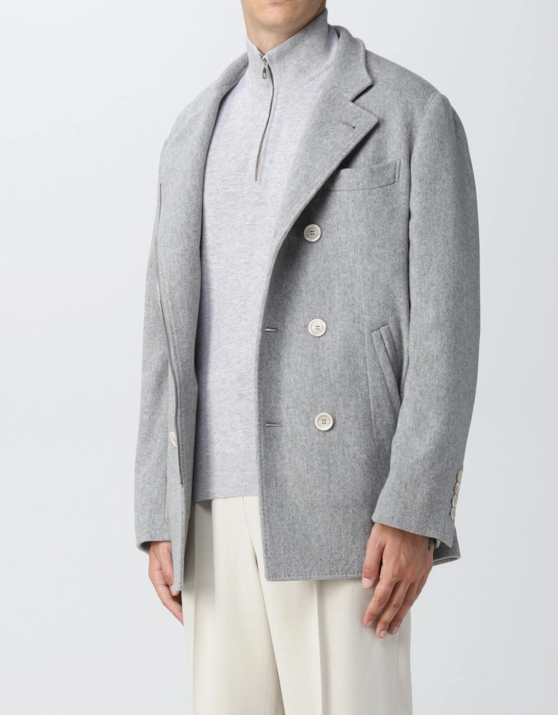 High Neck Double Breasted Peacoat