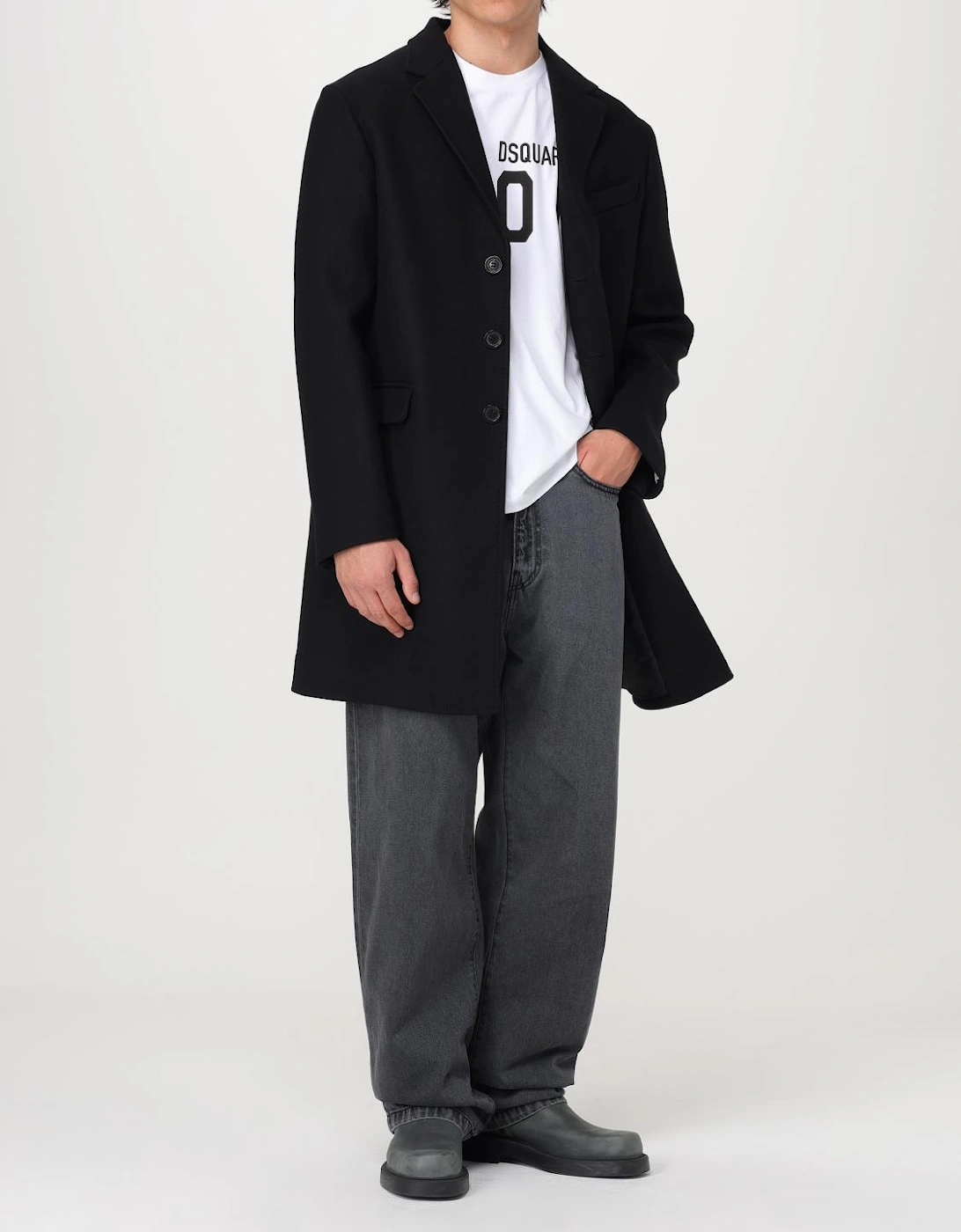 Classic Overcoat Long Sleeves Wool