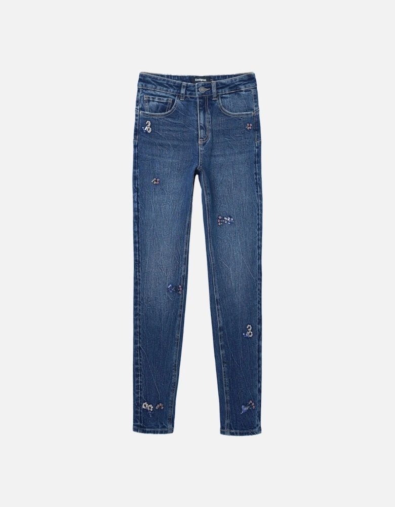 Girls Embroidered Skinny Jeans