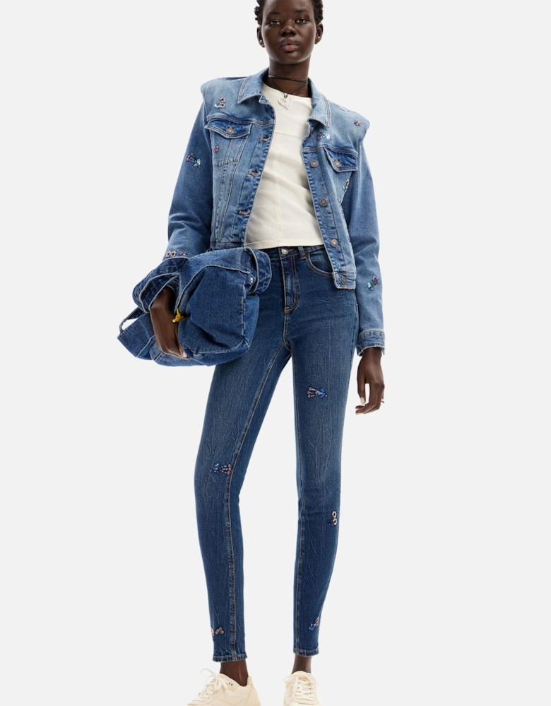 Girls Embroidered Skinny Jeans