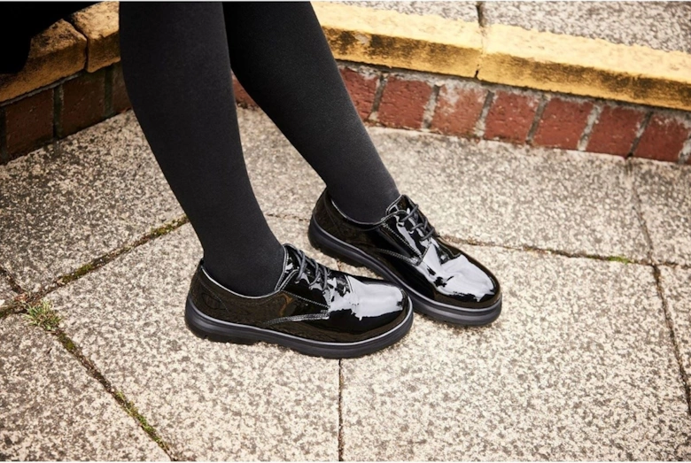 Irene Faux Leather Girls's Black Patent Loafers