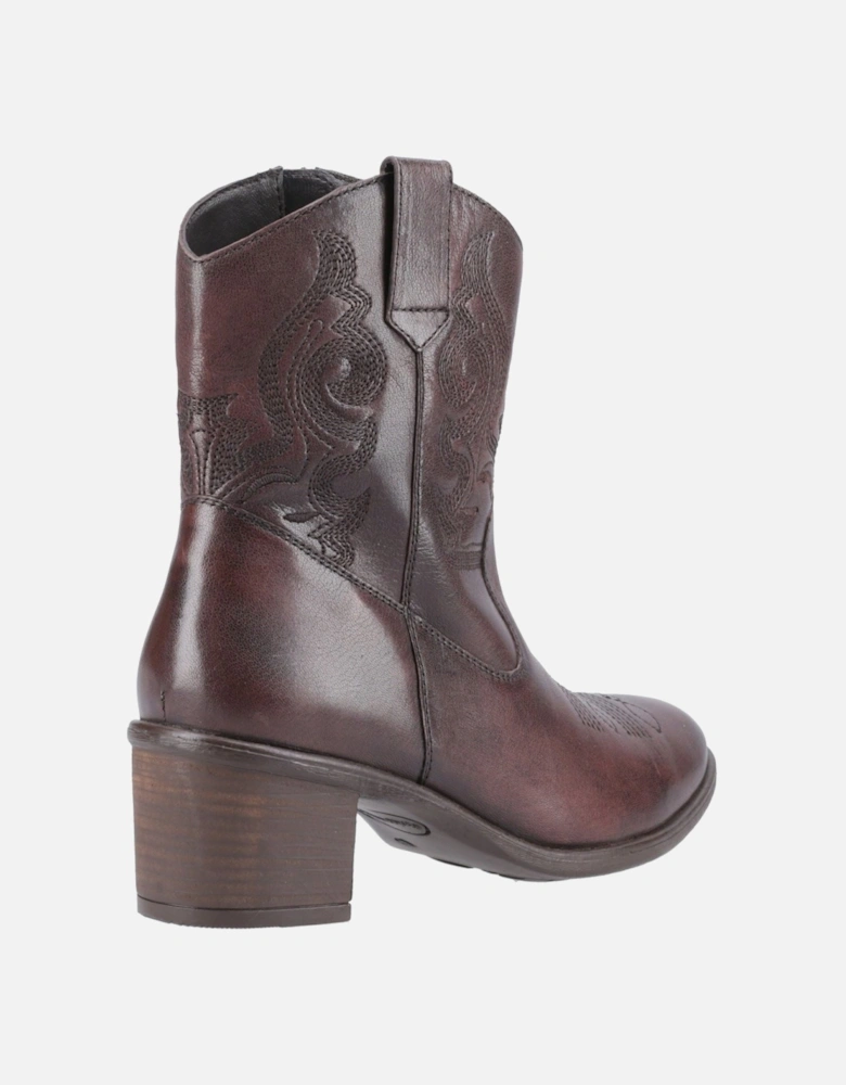 Wynn Leather Women's Chocolate Heeled Ankle Boots