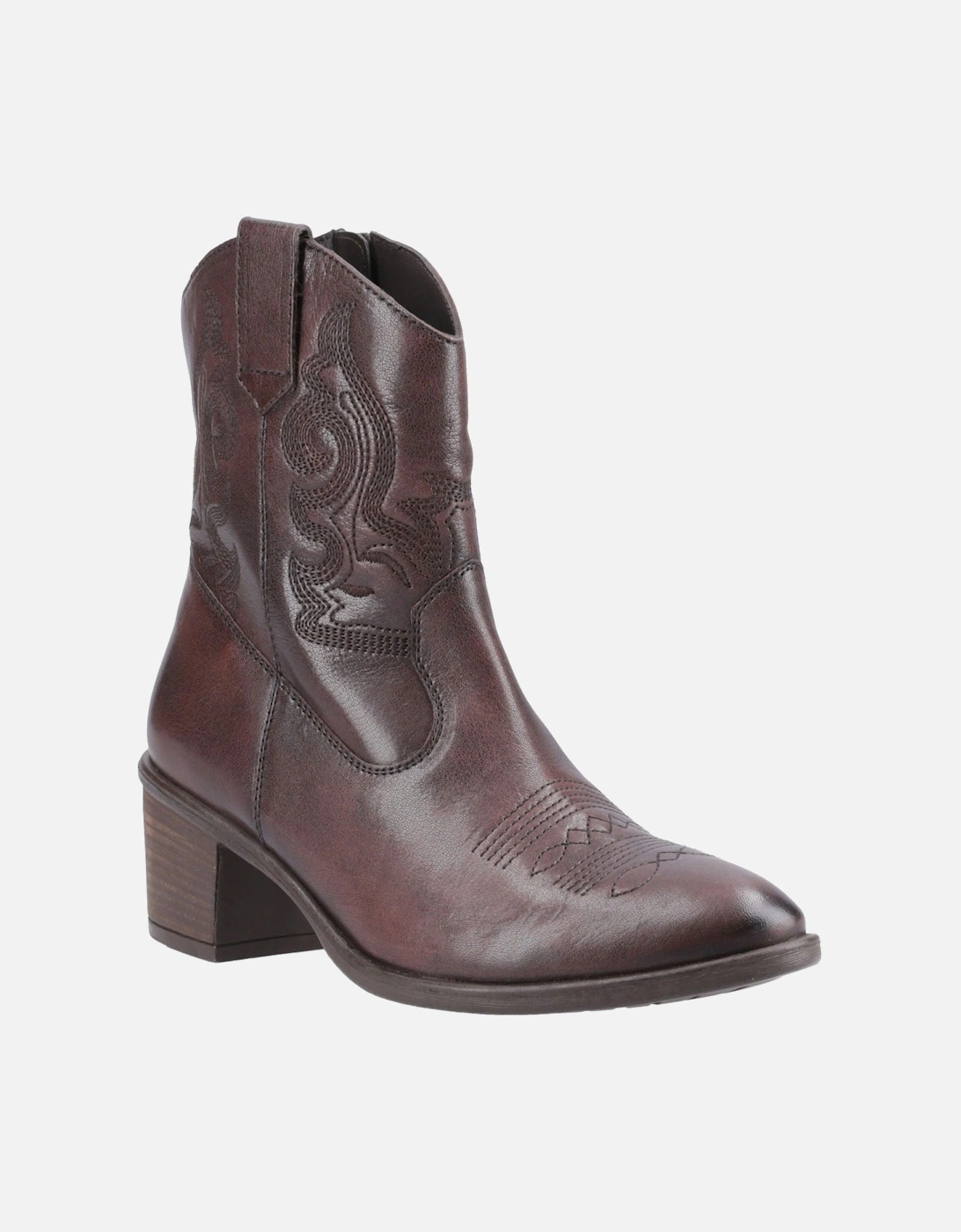 Hush Puppies Women's Hush Puppies Wynn Leather Women's Chocolate Heeled Ankle Boots - Brown