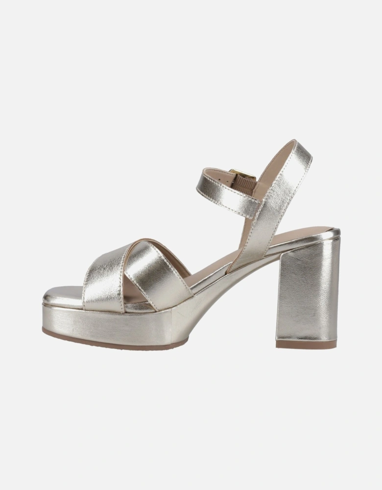 Ophelia Leather Heel Suede Women's Gold Sandals