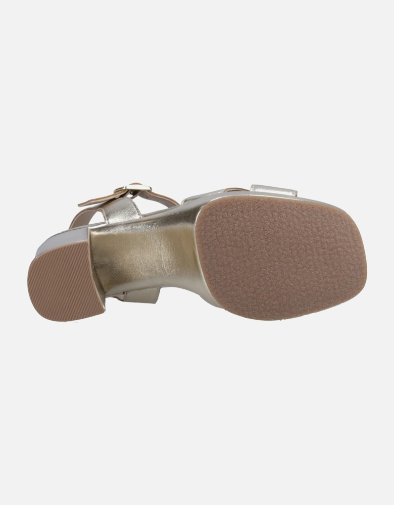 Ophelia Leather Heel Suede Women's Gold Sandals