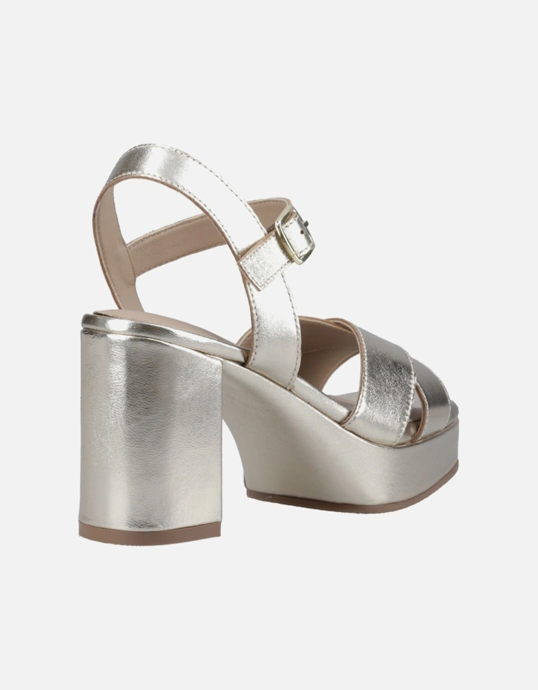 Ophelia Leather Heel Suede Women's Gold Sandals