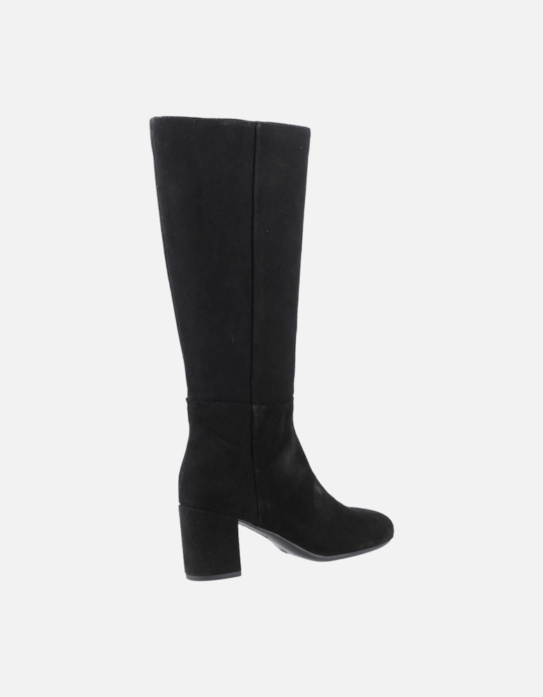 Oprah Suede Women's Black Heeled Knee High Boots
