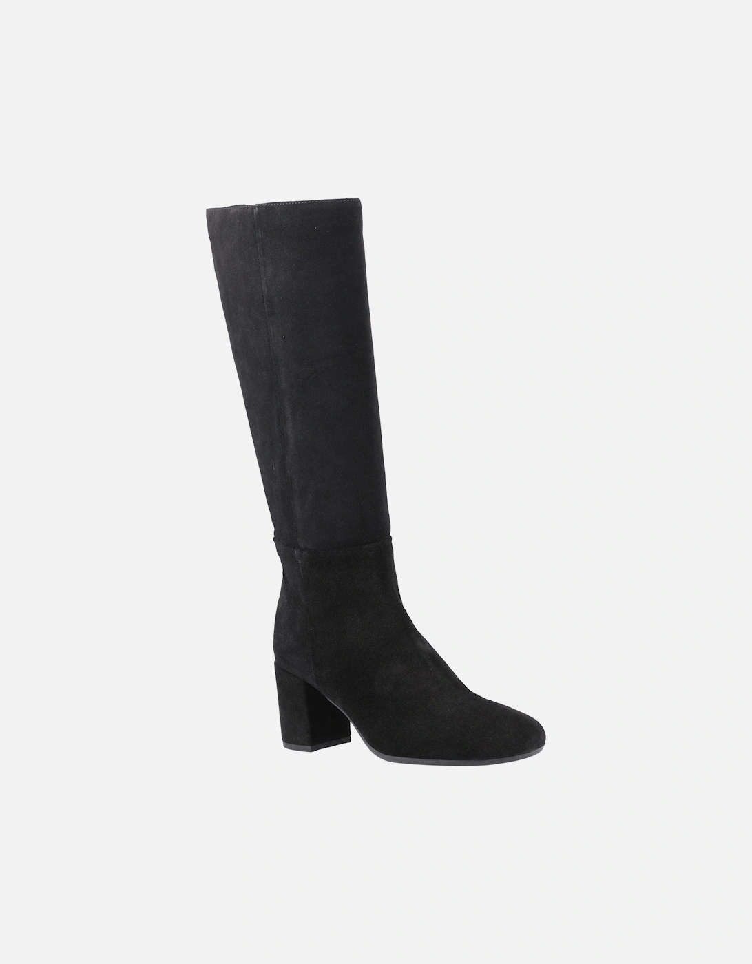 Oprah Suede Women's Black Heeled Knee High Boots, 6 of 5