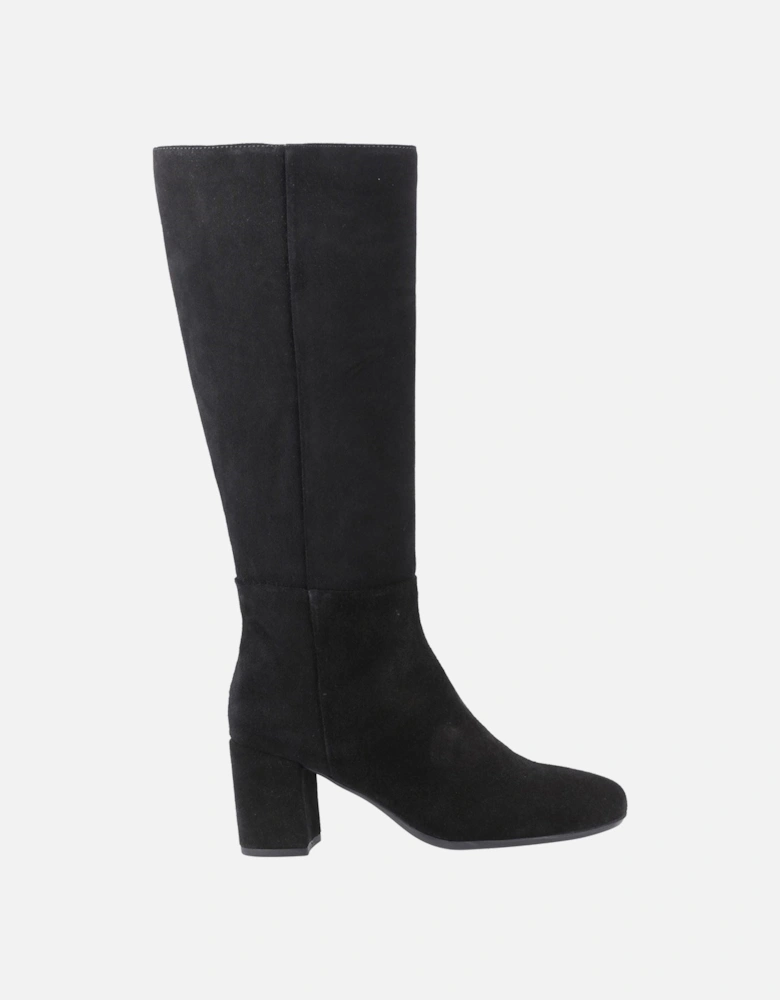 Oprah Suede Women's Black Heeled Knee High Boots