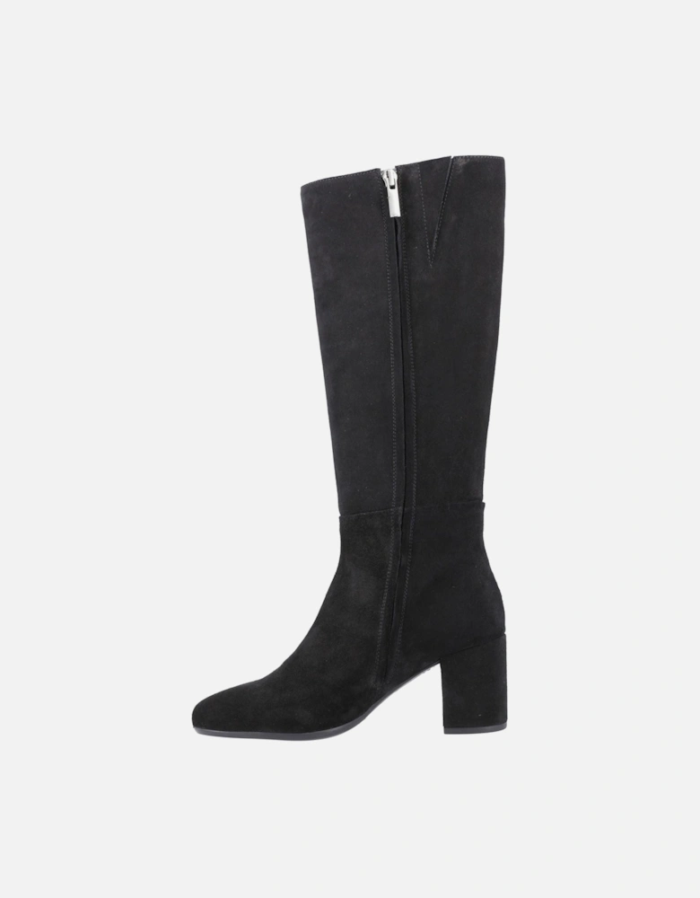 Oprah Suede Women's Black Heeled Knee High Boots