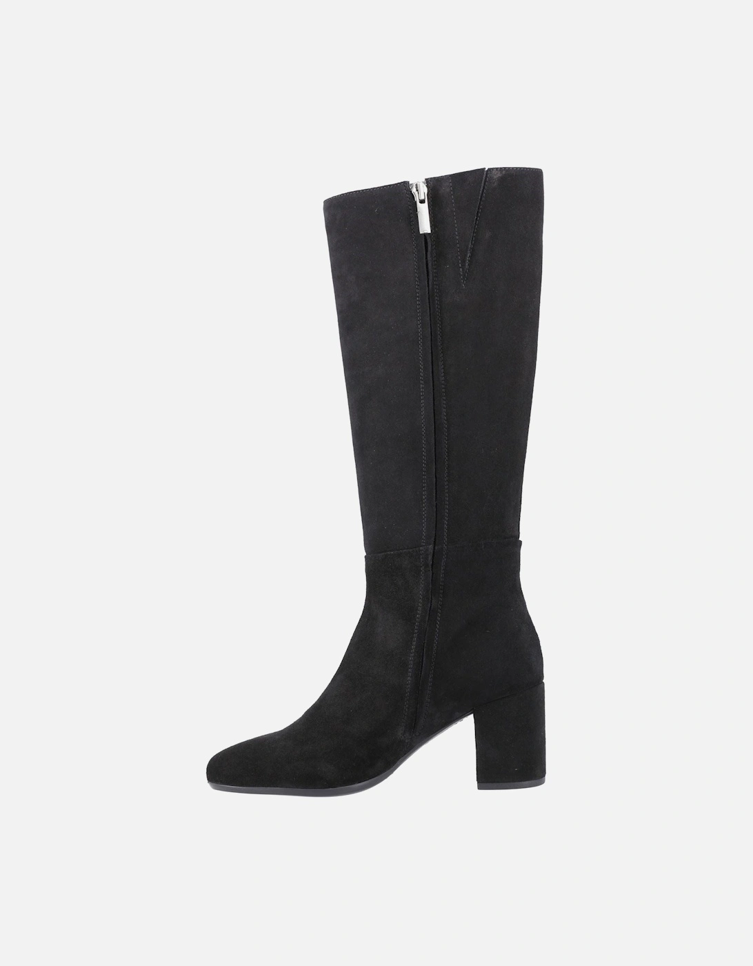 Oprah Suede Women's Black Heeled Knee High Boots