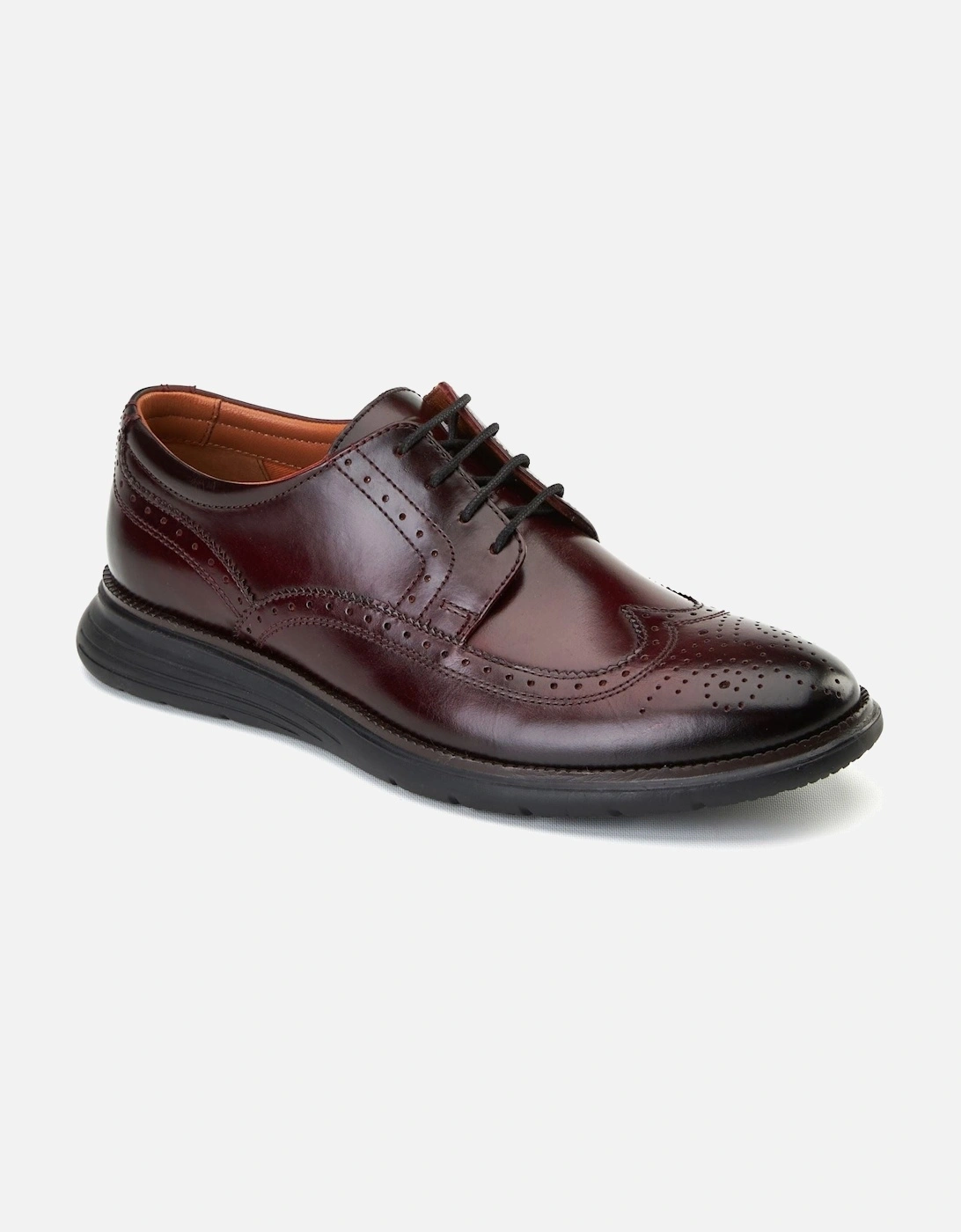 London Flight 25 Leather Men's Bordo Brogues Shoes, 2 of 1