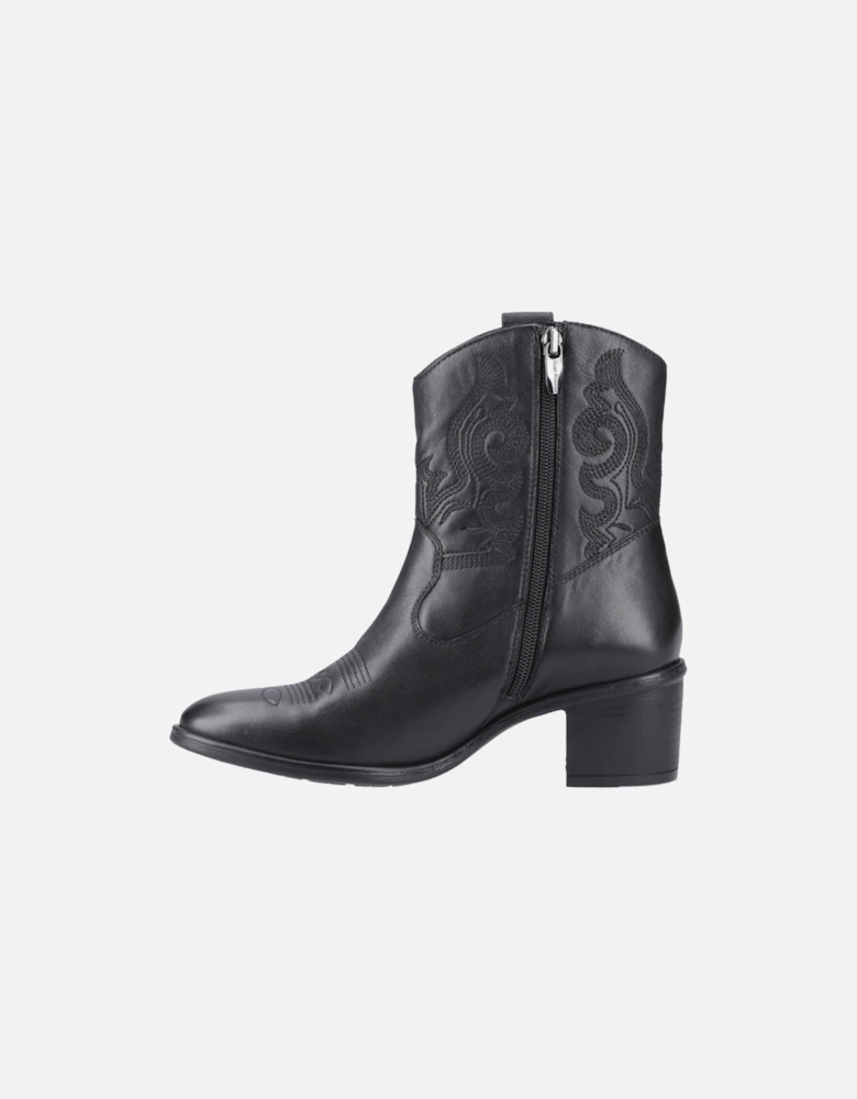 Wynn Leather Women's Black Heeled Ankle Boots