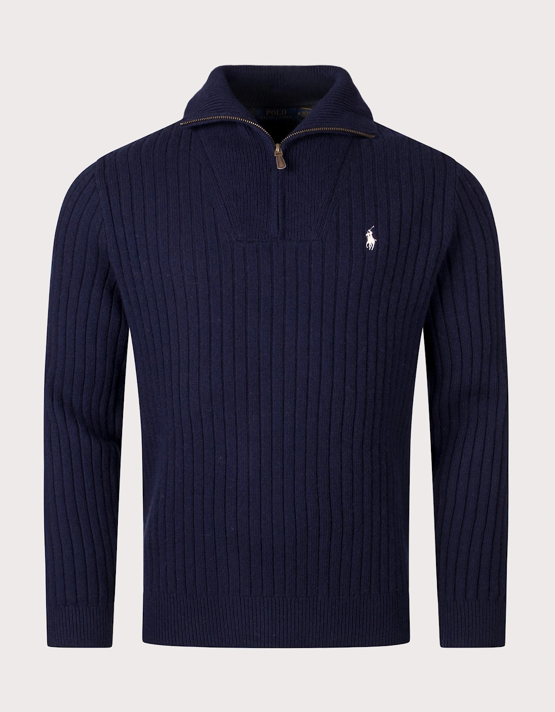 Rib Knit Wool Quarter Zip